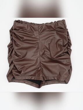 SHEIN Chocolate Brown Faux Leather Ruched Shorts XS